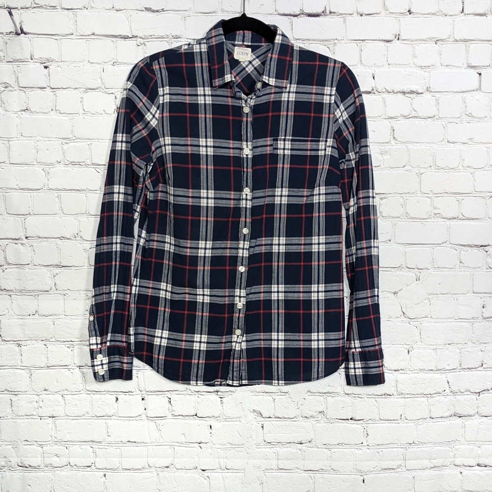 J. CREW Womens Shirt plaid blue red white button down small